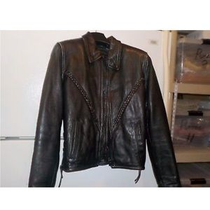 Black Leather Motorcycle Style Jacket